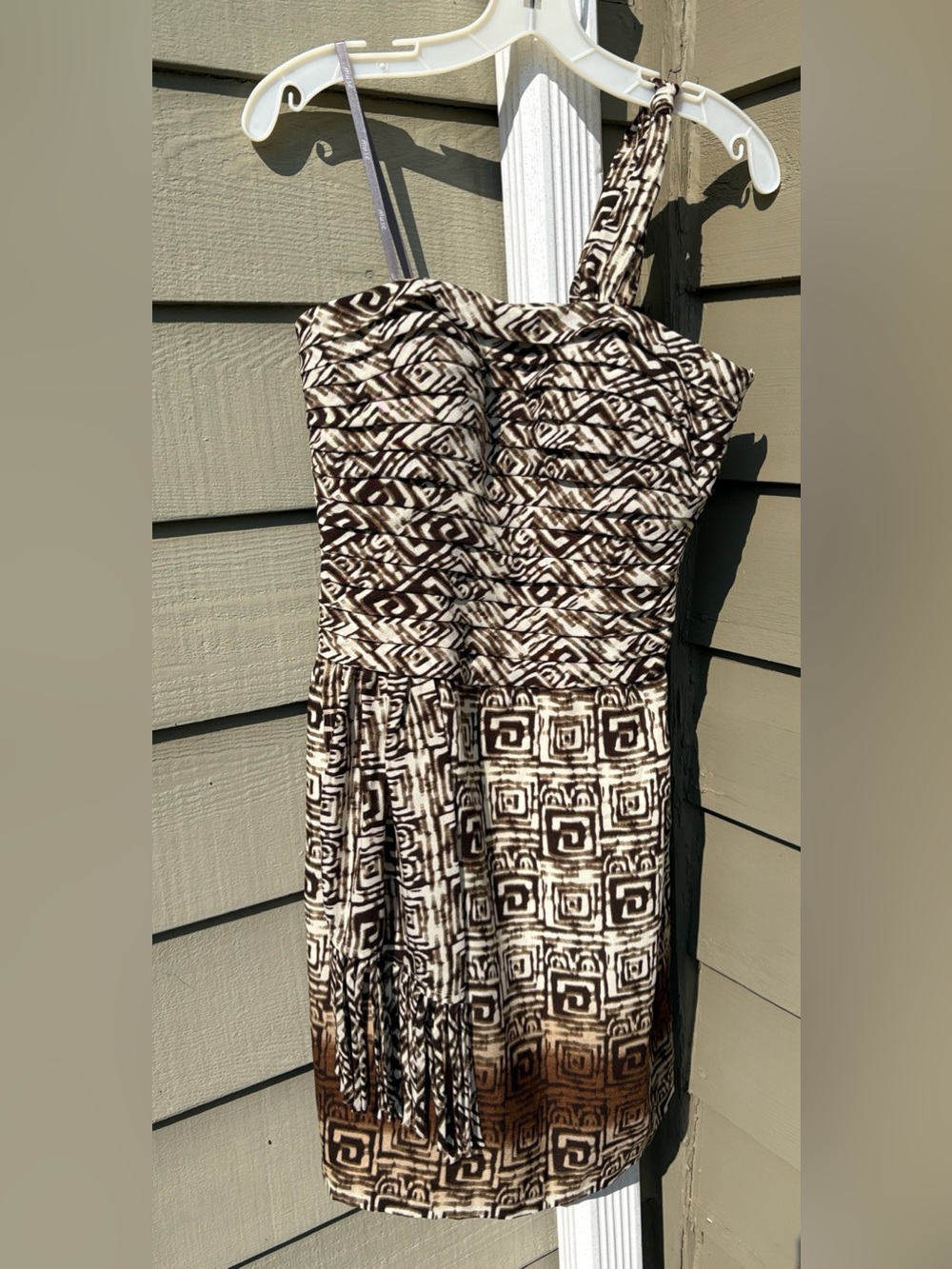 NWT Vtg Muse for Boston Proper One-Shoulder tribal print Dress. Sz 4. Just gorg!